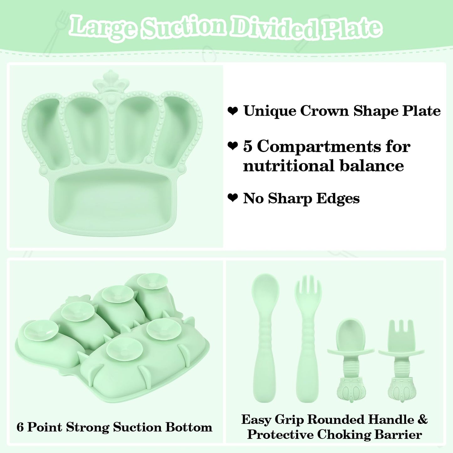 Silicone Baby Feeding Set 10 Pcs Baby Led Weaning Supplies Suction Bowl Divided Plate Baby Bibs Fruit Feeder Baby Spoons Forks Sippy Cup Toddler Utensil Sets Baby Essentials for Newborn Gift