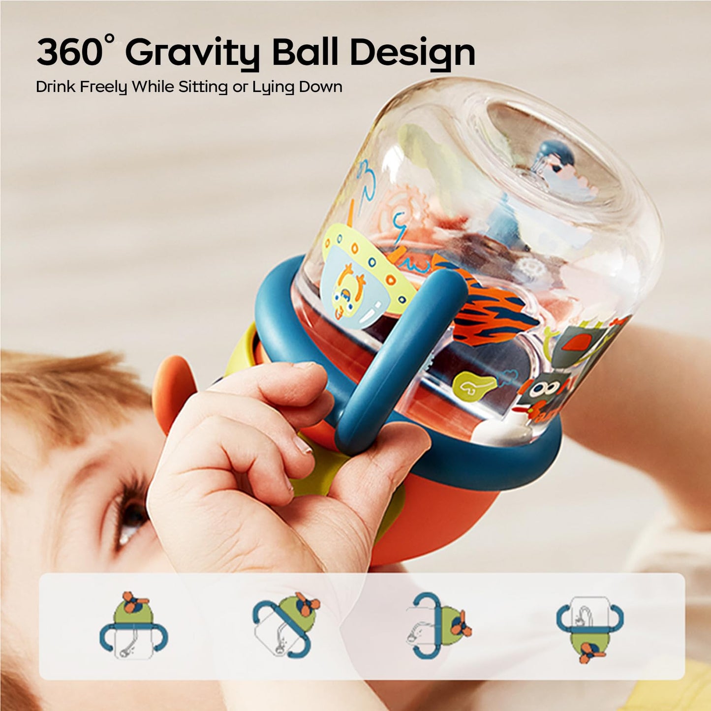 bc babycare Sippy Cup for Toddler, No Spill Windmill Baby Straw Cups, Breakproof Tritan Toddler Sippy Cups with Silicone Soft Tip Straw and Handles for Infant, BPA Free 8.8oz(Yellow)