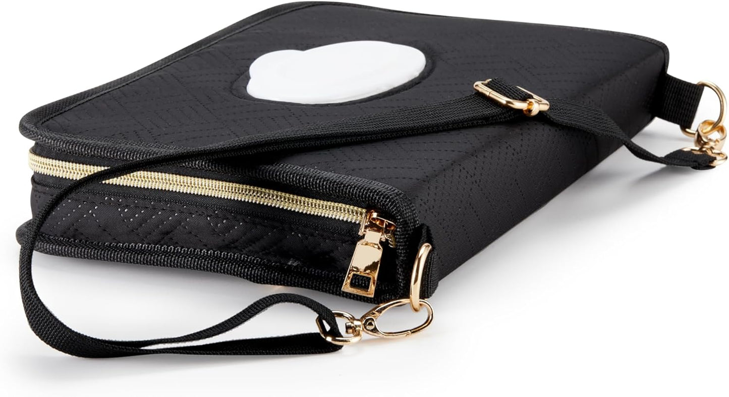 Diaper Bag with 2 PCS Wipes Dispensers Bags Multiple Pockets Baby Travel Essential Clutch Bag Baby Necessities Storage Bag Black