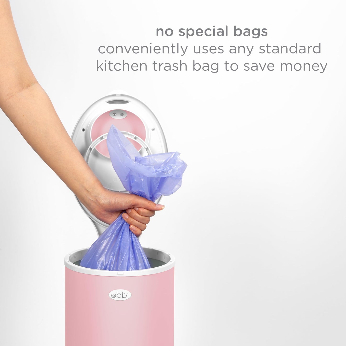 Ubbi Steel Diaper Pail, Odor Locking, No Special Bag Required, Award-Winning, Registry Must-Have, White