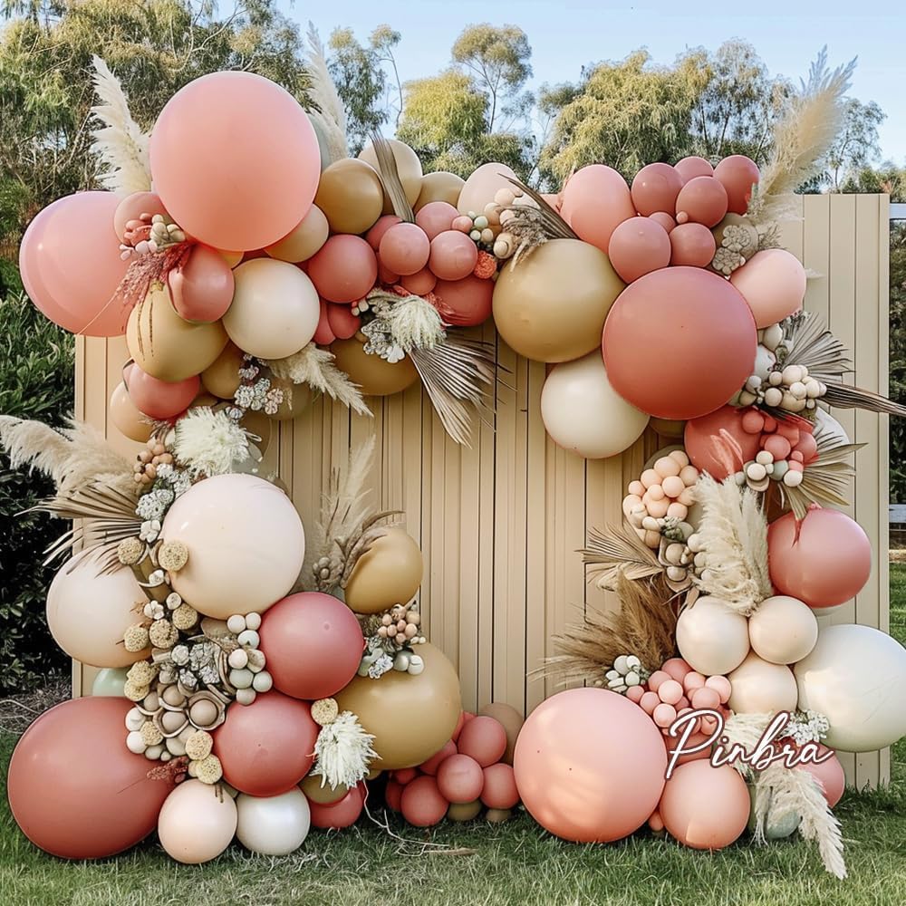 Dusty Pink Brown Balloon Garland Nude Tan Pink Rose Gold Metallic Double Stuffed Dusty Rose Mauve Blush Beige Balloon Arch Kit for Baby Shower Birthday Bridal Wedding Party Decoration
