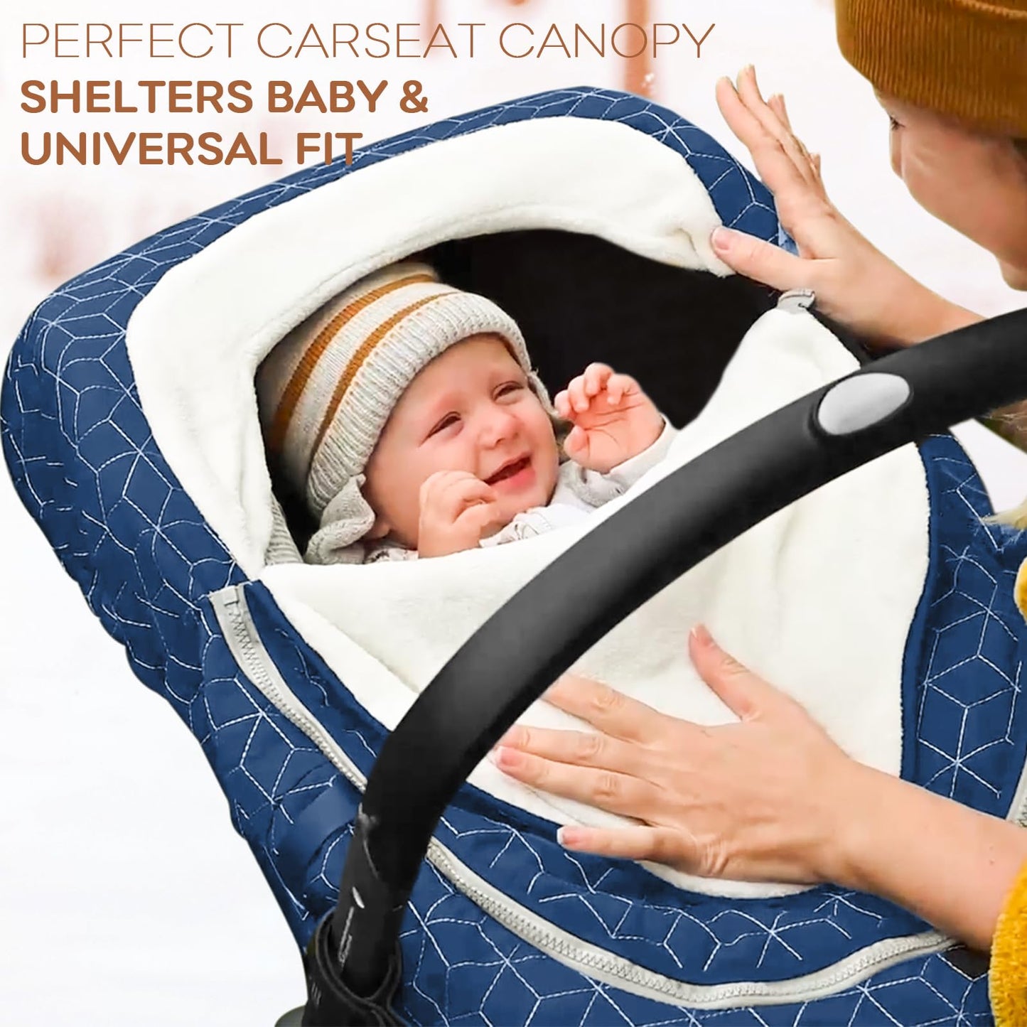 Yoofoss Baby Car Seat Cover Winter Carseat Canopies Cover to Protect Baby from Cold Wind, Super Warm Plush Fleece Baby Carrier Cover for Infant Boys Girls (Pink)