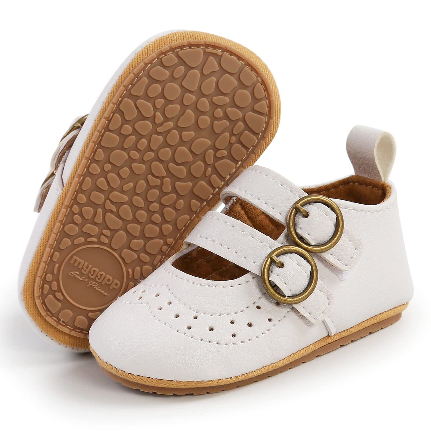 Baby Girl Mary Jane Flats Dress Shoes - Infant Newborn Shoes Anti-Slip Soft PU Leather Party School Wedding Princess Baby Girl Shoes 0-18M