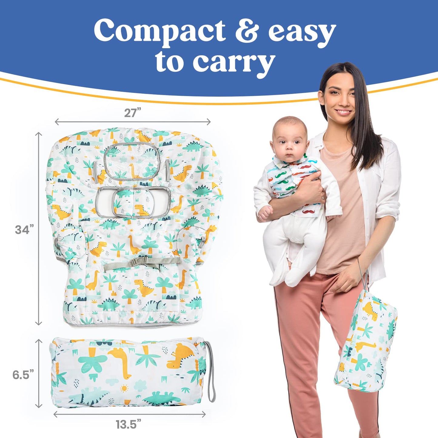 Shopping Cart Cover for Baby PILLANI, High Chair Cover for Restaurant Seat, Grocery Cart Cover for Baby Girl and Boy, Cotton Buggy Covers for Babies, Toddler Shopping Cart Cover