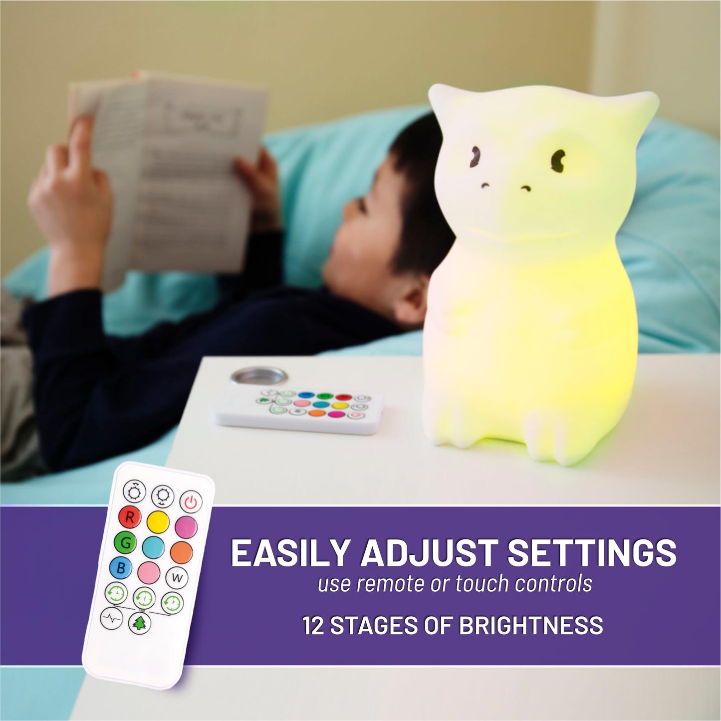 Lumipets Remote Control Silicone Night Light for Kids - Pig Design with 9 Soft Colors & Sleep Timer - Rechargeable, Battery-Operated Lamp for Bedroom | Baby Nursery, Toddler, Girls, Boys