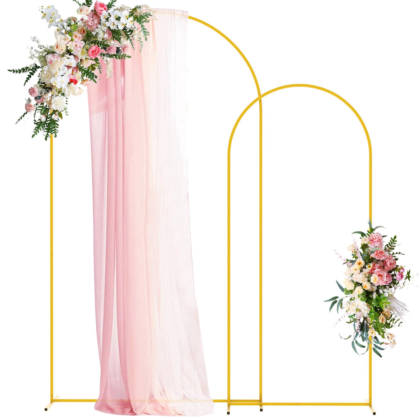 Wokceer Wedding Arch Backdrop Stand 7.2FT, 6.6FT White Metal Arch Stand Set of 2 for Birthday Party Wedding Ceremony Baby Shower Graduation Decoration
