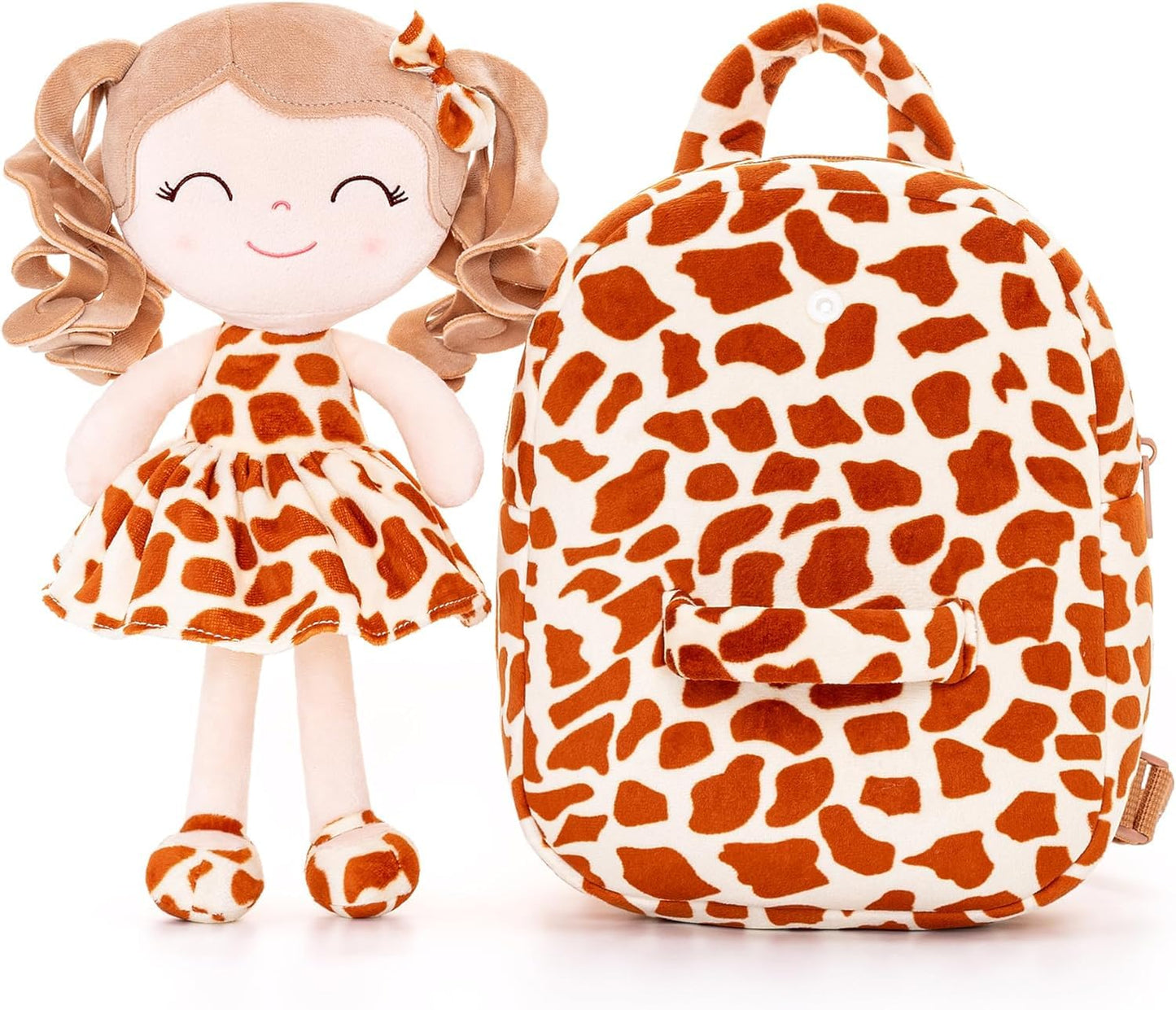 Gloveleya Toddler Backpack Baby Ballerina Girl Gifts Plush Curly Hair Ballet Backpack - Black Blonde 9 inches