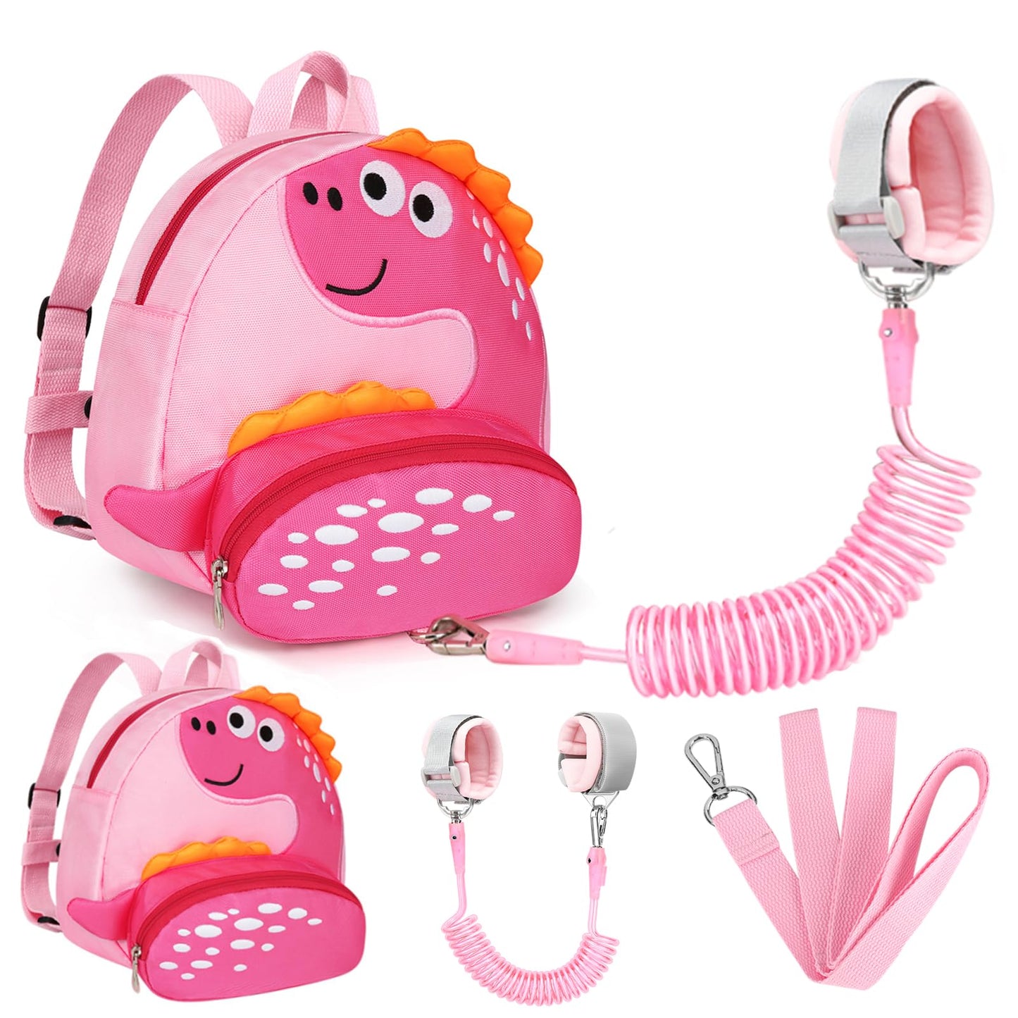 Accmor Toddler Harness Backpack Leash, Cute Dinosaur Backpacks with Anti Lost Wrist Link, Cute Mini Child Backpack Wristband Tether Strap and Protection Leashes for Boys Girls Aged 1-3 Years