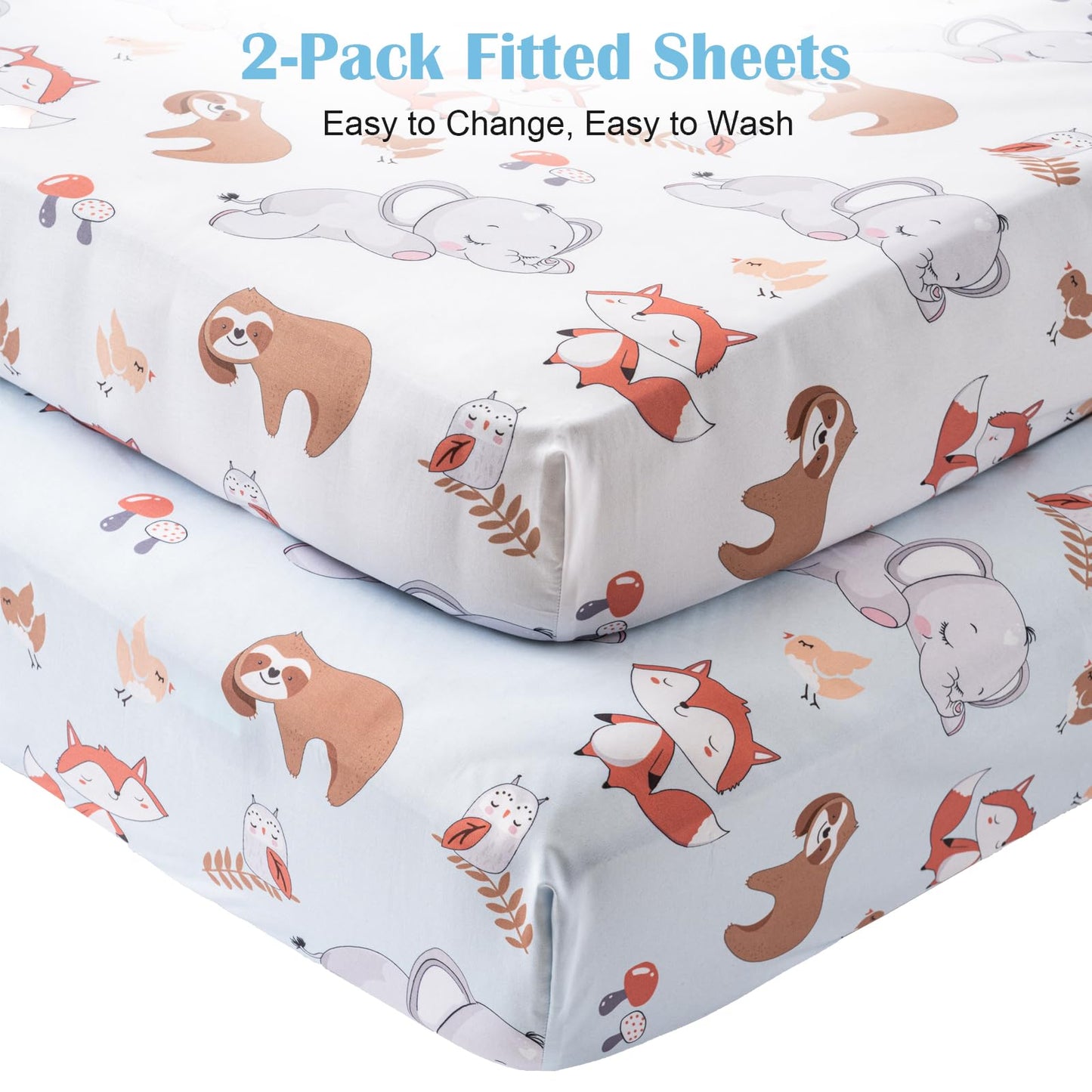 Crib Bedding Set 4 Pieces – Includes Comforter, 2 Fitted Sheets for Easy Changing, Crib Skirt – Soft, Breathable, Machine Washable – Fits Standard Crib Mattress – Baby Nursery Set for Boys & Girls