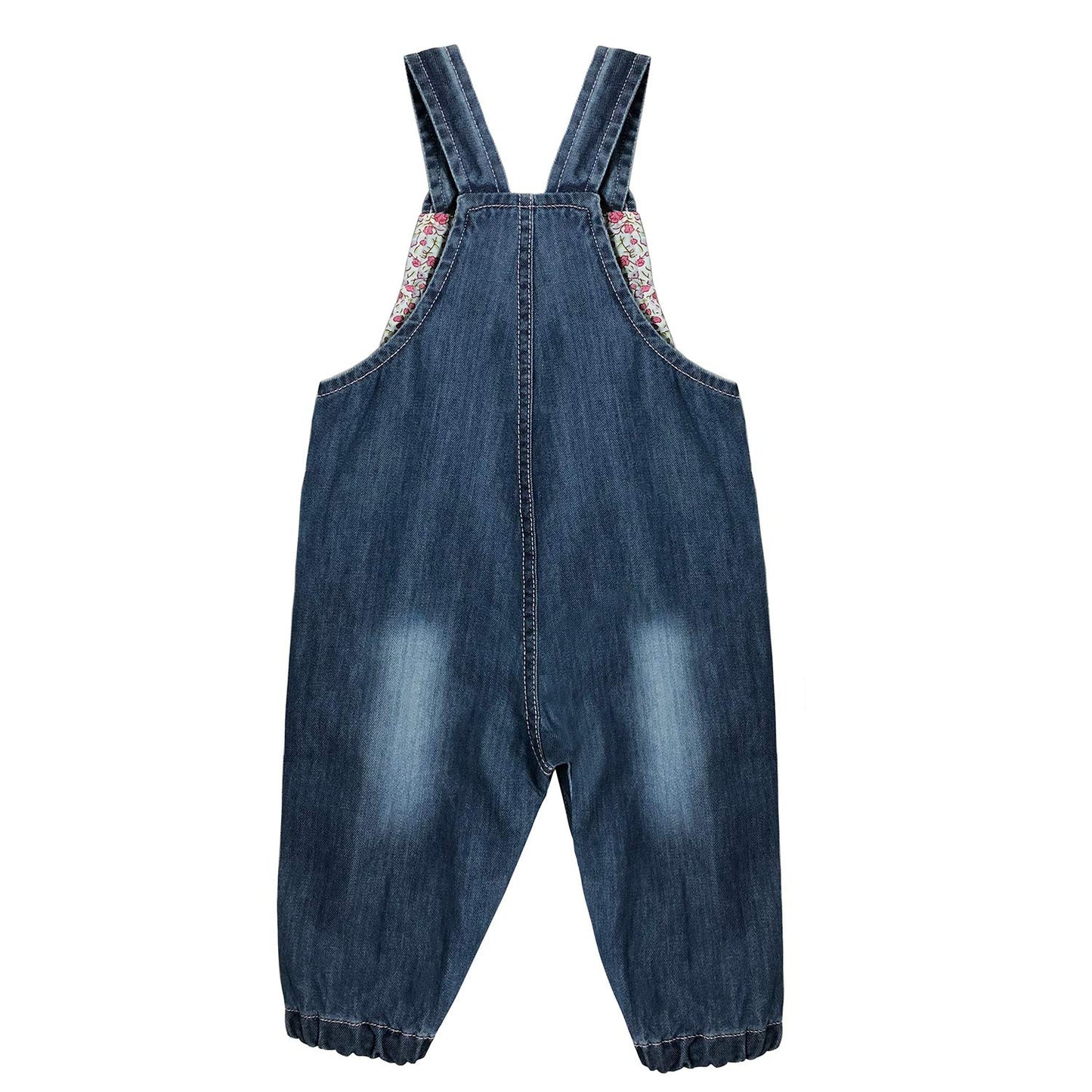 Peacolate 3months-3Years Baby Girls Denim Overalls Embroidery Bib Pants Jeans Jumpsuit