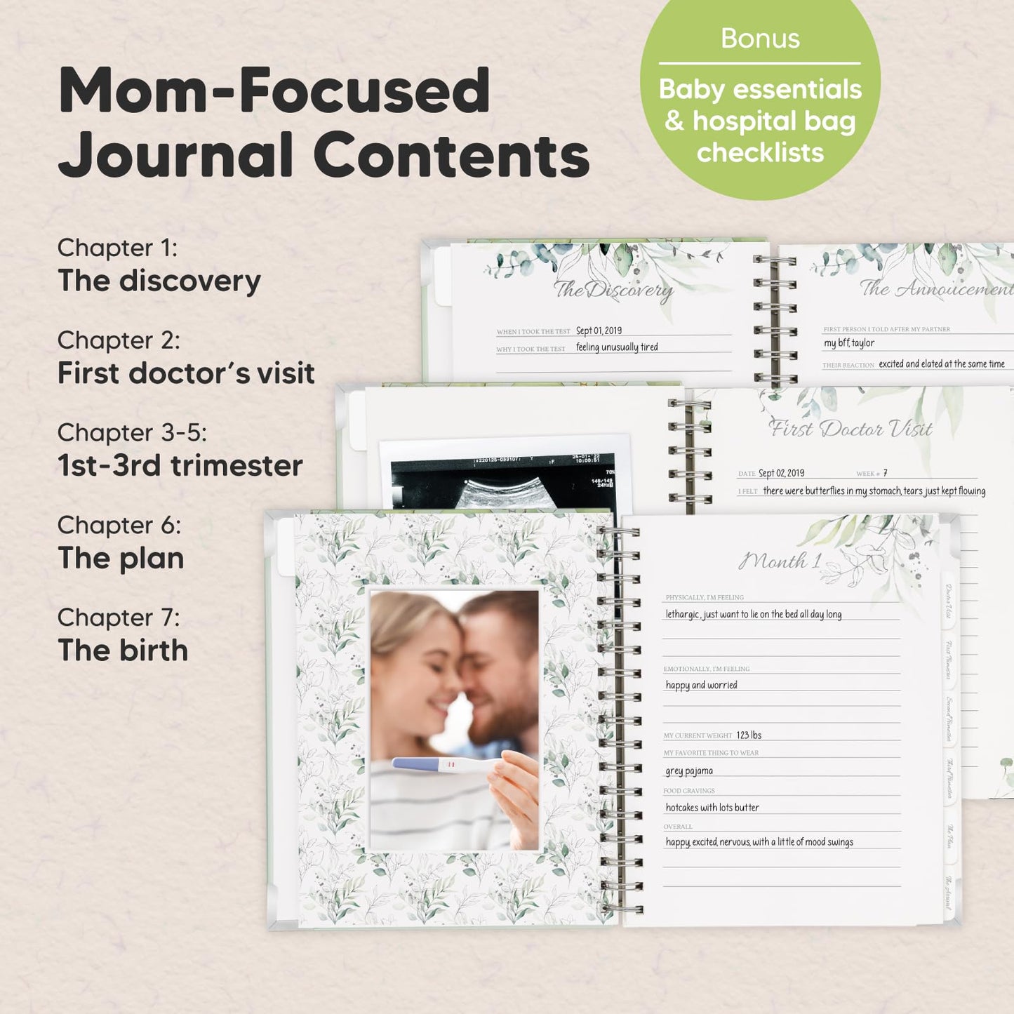 Pregnancy Journal for First Time Moms Gifts - 90 Pages Hardcover Pregnancy Memory Book, Beautiful & Cute Baby Book Keepsake, Ultrasound Baby Scrapbook, First Mother's Day Gifts (Alpine)