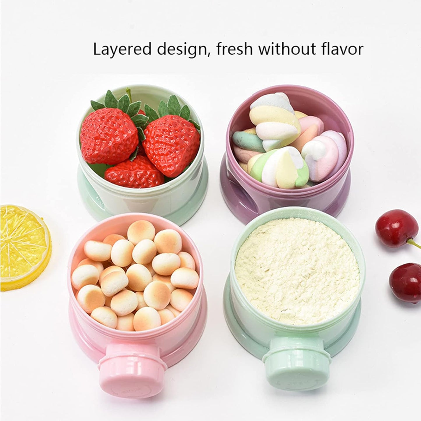 2 PCS Milk Powder Pots, Candy Storage Tank, Formula Dispenser Container Pot Box Milk Cans Snack Storage Box for Travel, 4 Layers