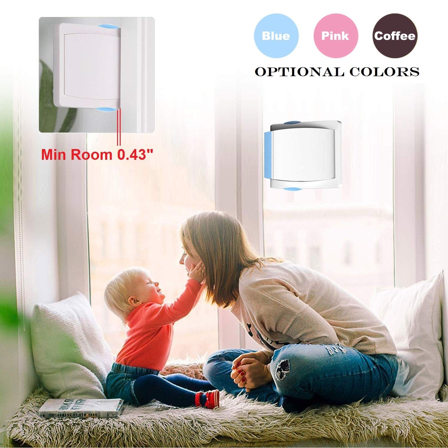 Sliding Glass Door Child Lock - OKEFAN 4 Pack Baby Safety Slide Window Locks for Kids Proof Patio Closet Doors No Drilling Tools Needed (Coffee)