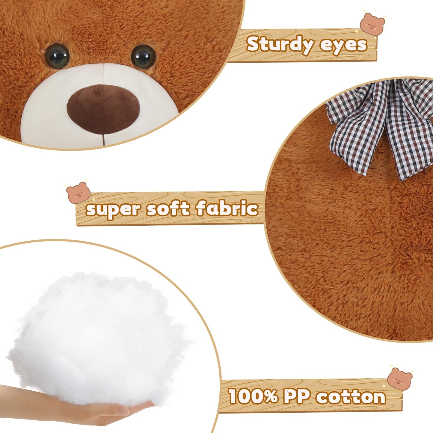 51 inch Big Teddy Bear Cute Giant Stuffed Animals Soft Plush Toy for Girlfriend Kids for Birthday Christmas Valentine's Day