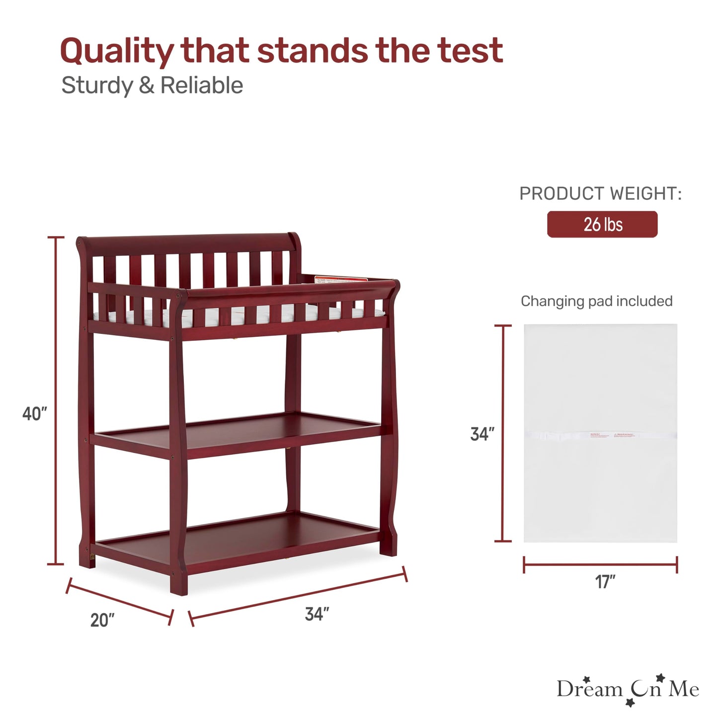 Dream On Me Ashton Changing Table, Natural, 34x20x40 Inch (Pack of 1)