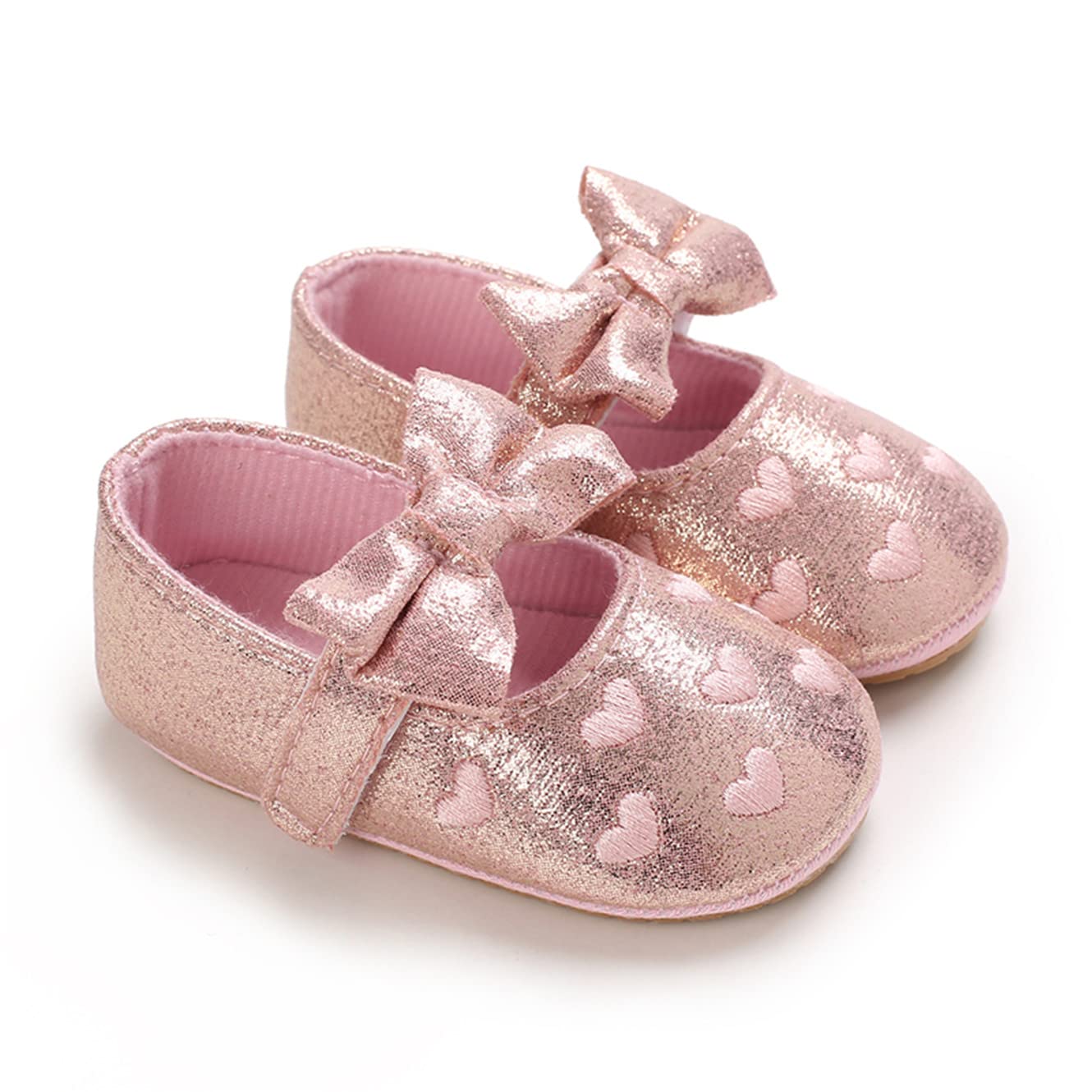 LAFEGEN Baby Girls Mary Jane Flats with Bownot Non Slip Soft Sole PU Leather Newborn Infant Toddler First Walker Cirb Dress Shoes