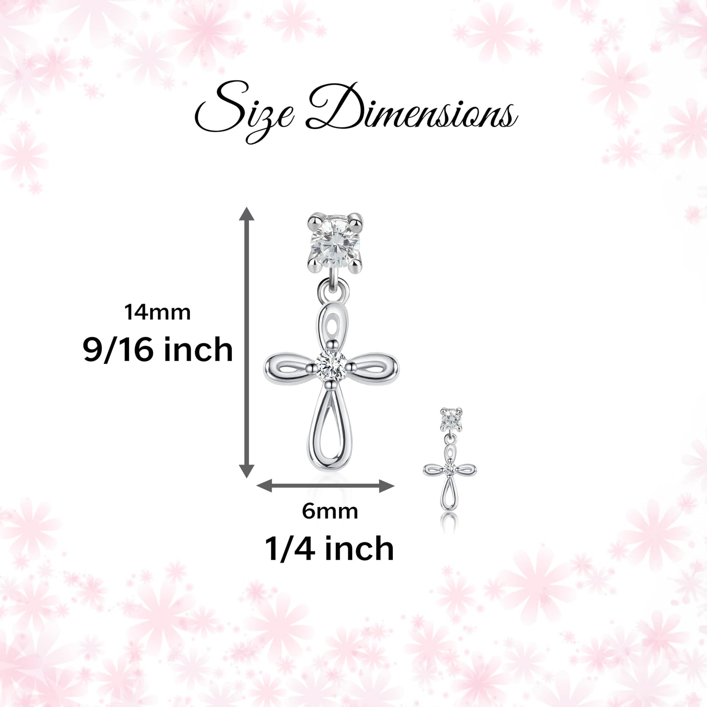 Cherished Moments Children's Sterling Silver Cultured Pearl or CZ, Dangling Cross Earrings with Screw Backs for Baptism, Christening, First Communion Gift for Babies, Kids, Toddlers, and Little Girls