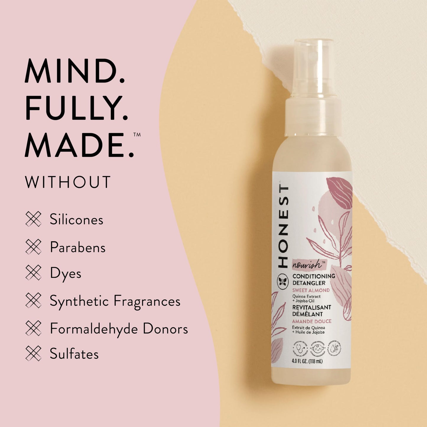 The Honest Company Conditioning Hair Detangler | Leave-in Conditioner + Fortifying Spray | Tear-free, Cruelty-Free, Hypoallergenic | Citrus Vanilla Refresh, 4 fl oz