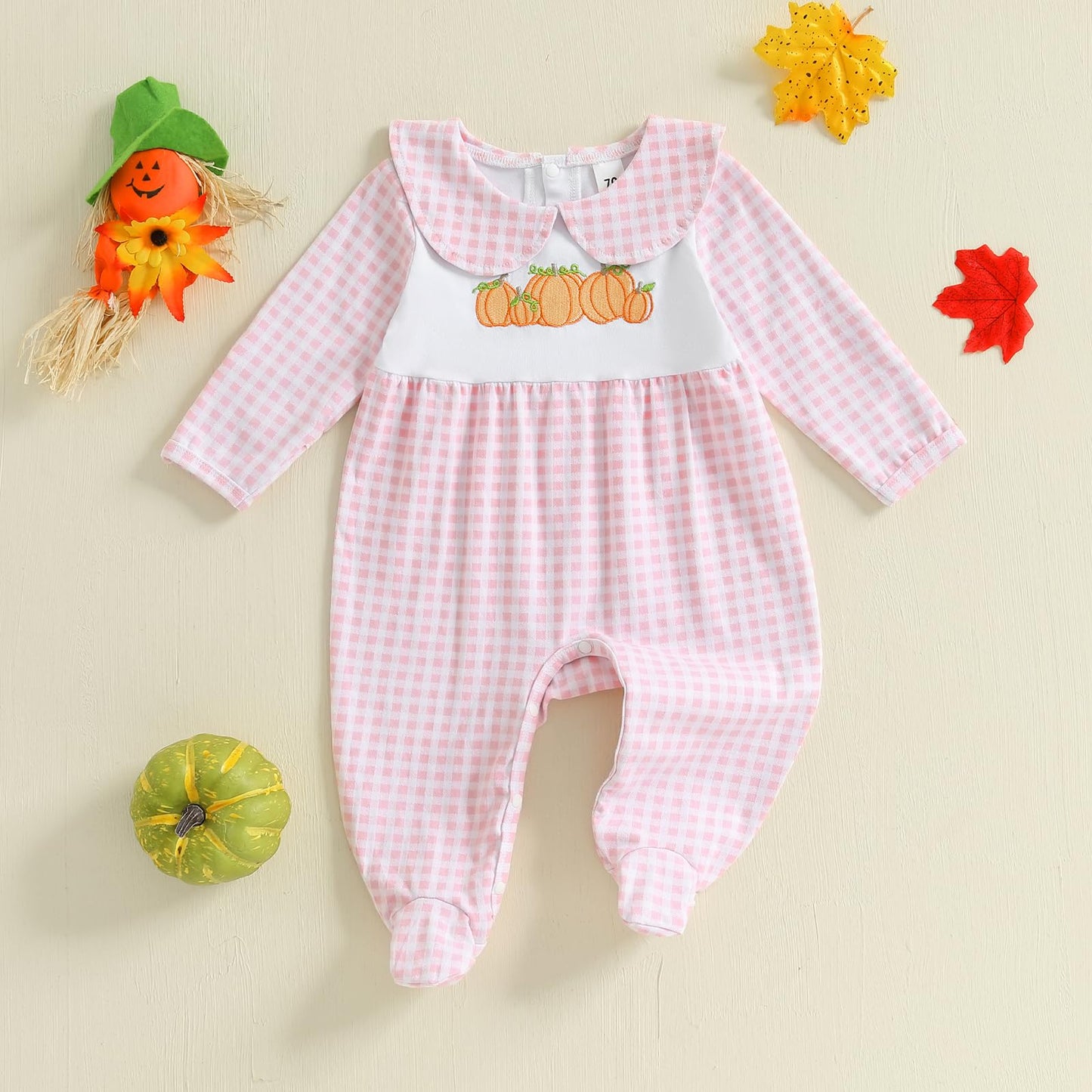Kuriozud My First Halloween Baby Girl Boy Outfit Newborn Pumpkin Jumpsuit Romper Halloween Footie Pajamas Coming Home Outfit