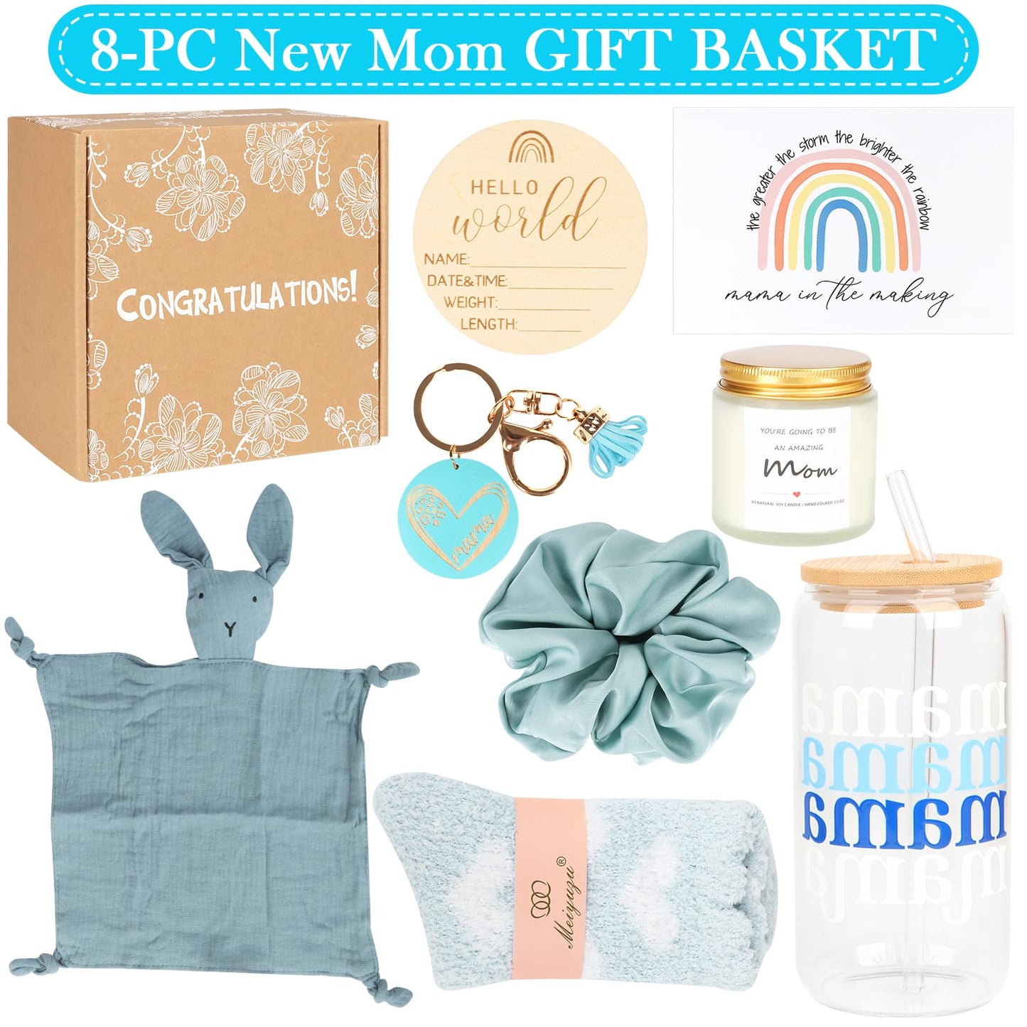 New Mom Gifts Box, Pregnancy Gifts for Expecting Mom, Gift Basket for Girls Boys, Postpartum Gifts for First Time Moms, Cool Gifts for New Mom After Birth, New Mom Care Package After Baby