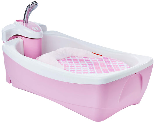 Summer Infant Lil Luxuries Whirlpool Bubbling Spa & Shower (Pink) Luxurious Baby Bathtub with Circulating Water Jets, 2 Piece Set (Pack of 1)
