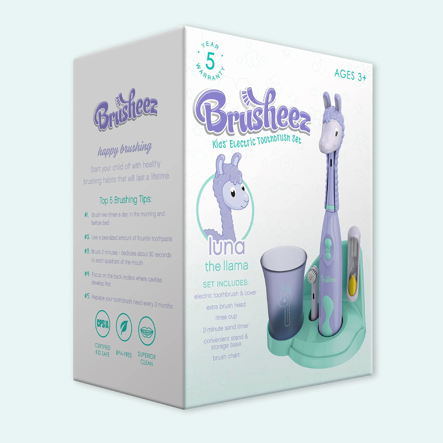 Brusheez Kids’ Electric Toothbrush Set - Safe & Effective for Ages 3+ - Parent Tested & Approved with Gentle Bristles, 2 Brush Heads, Rinse Cup, 2-Minute Timer, & Storage Base (Sparkle The Unicorn)