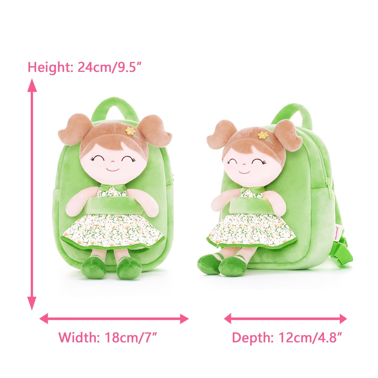 Gloveleya Toddler Backpack Baby Ballerina Girl Gifts Plush Curly Hair Ballet Backpack - Black Blonde 9 inches