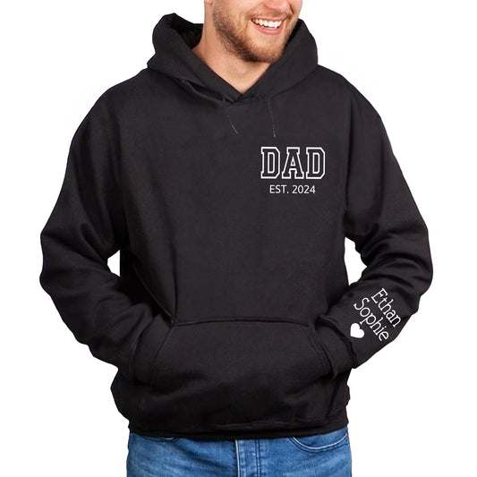 Personalized Dad Est Hoodie with Kids Names - Papa Shirt, New Dad Gift, Fathers Day Hoodie