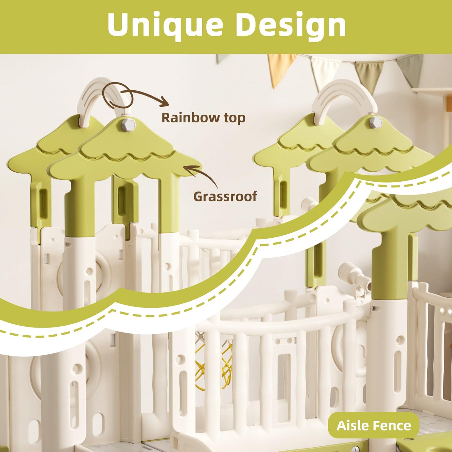 KORIMEFA 10-in-1 Toddler Slide, Kid Double Slide for Toddlers Age 1-3, Basketball Hoop, and Telescope, Indoor Outdoor Slide Toddler Playset Toddler Playground, Forest Themed Brown