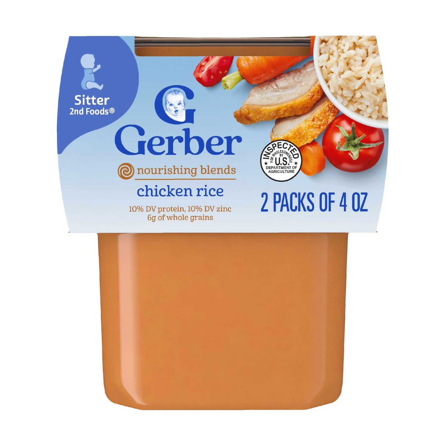 Gerber Baby Food Power Blend Apple Chicken, 4 Oz, 2 Ct Tubs