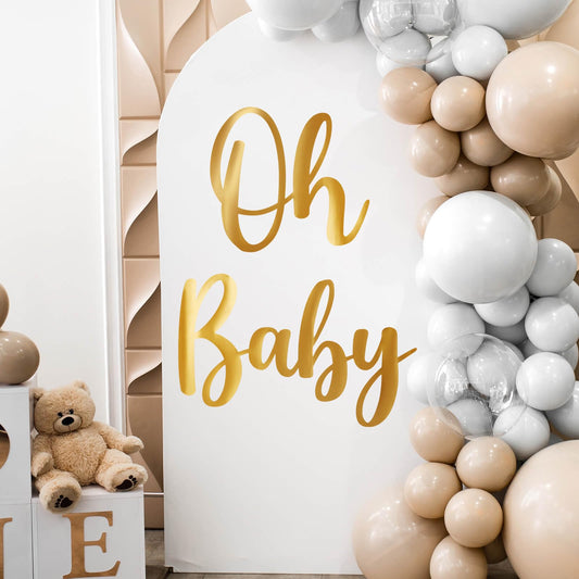 Oh Baby Decal Sign for Backdrop Gold Large Baby in Bloom Baby Shower Decorations Neutral Gender Reveal Decor with Transfer Paper