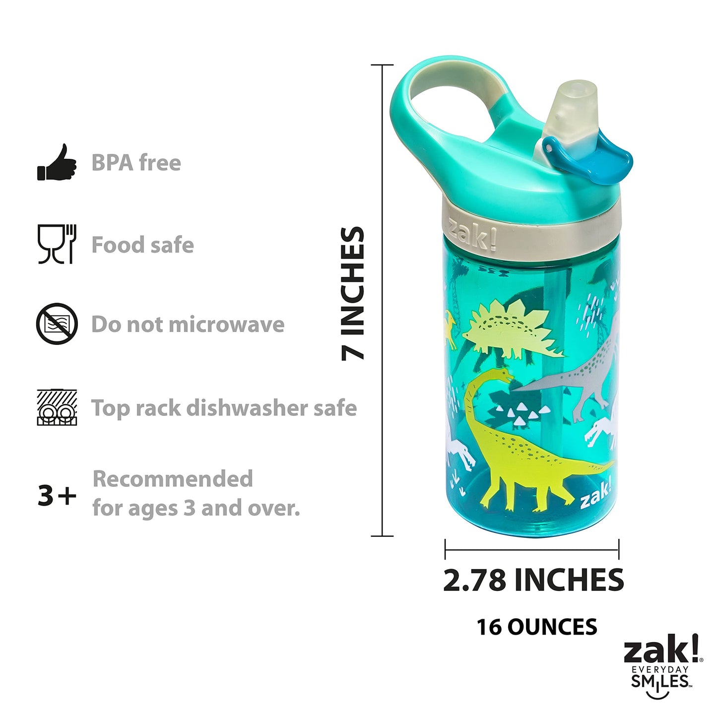 Zak Designs 5-Piece Dinnerware Set, Baby Shark - Durable Plastic & Stainless Steel - Includes Water Bottle, 8-Inch Plate, 6-Inch Bowl, Fork & Spoon - Suitable for Kids Ages 3+