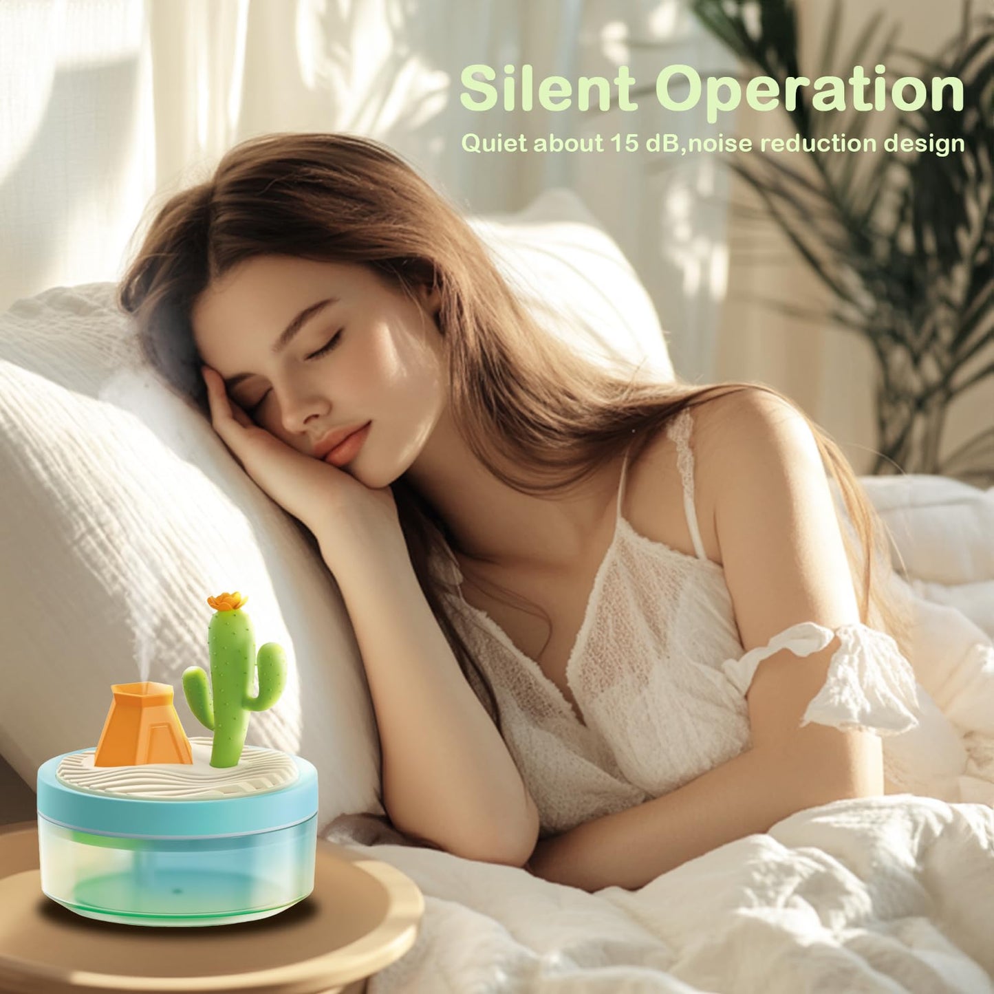 Landscape Night Light Humidifier with 2 Mist Modes, 320mL Large Tank Whisper-Quiet for Baby/Nursery/Office, Portable Mini Air Moisturizer