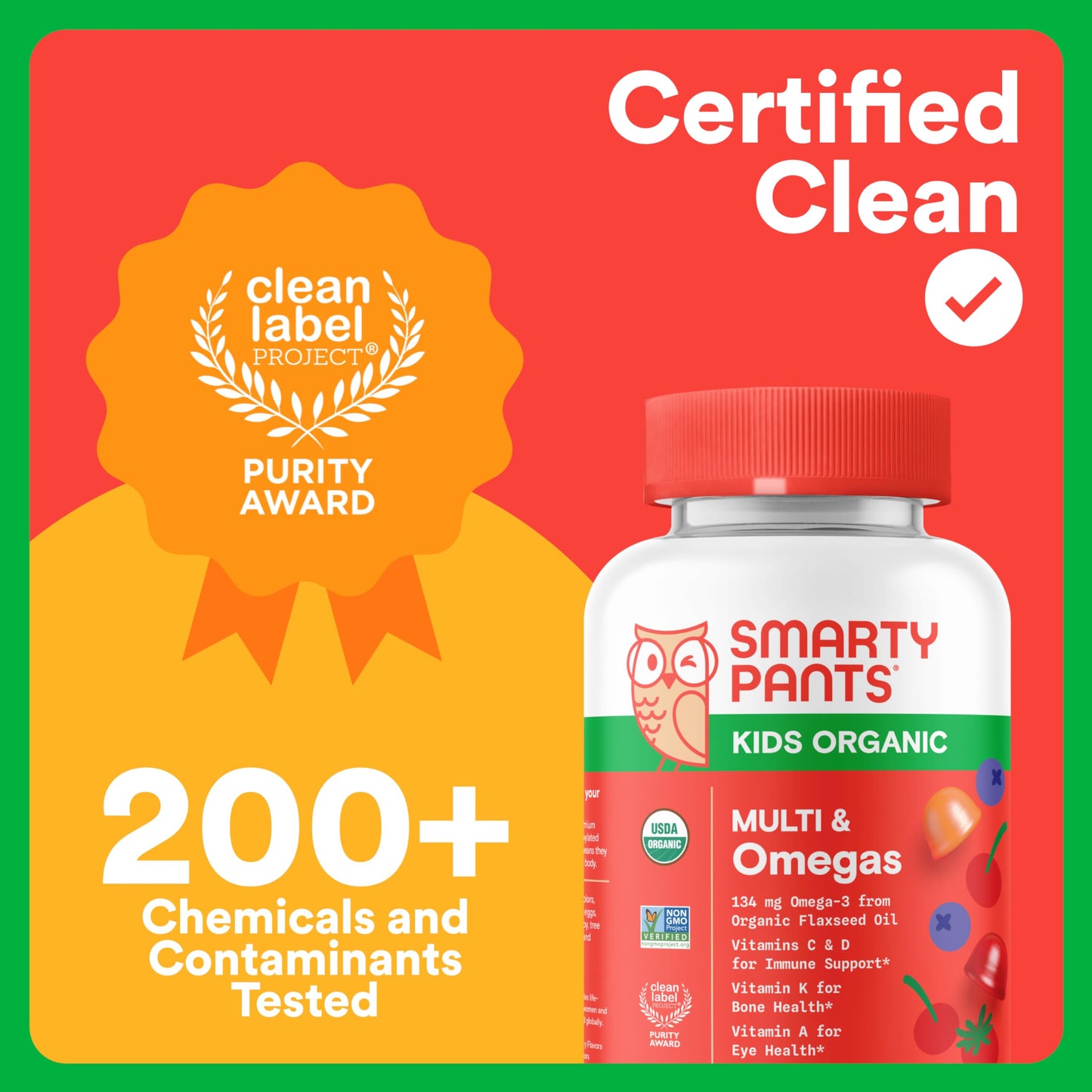 SmartyPants Kids Multivitamin Gummies: Omega 3 Fish Oil (EPA/DHA), Vitamin D3, C, Vitamin B12, B6, A, K & Zinc for Immune Support, Biotin, Gluten Free, Three Fruit Flavors, 120 Count (30 Day Supply)