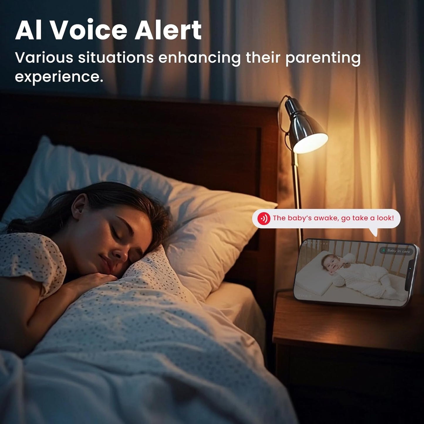 AI-Powered WiFi Baby Monitor with HD Camera & Audio - Auto Tracking, Cry & Sleep Detection, 3K Ultra HD Video, Moments Capture, Compatible with iOS & Android Apps