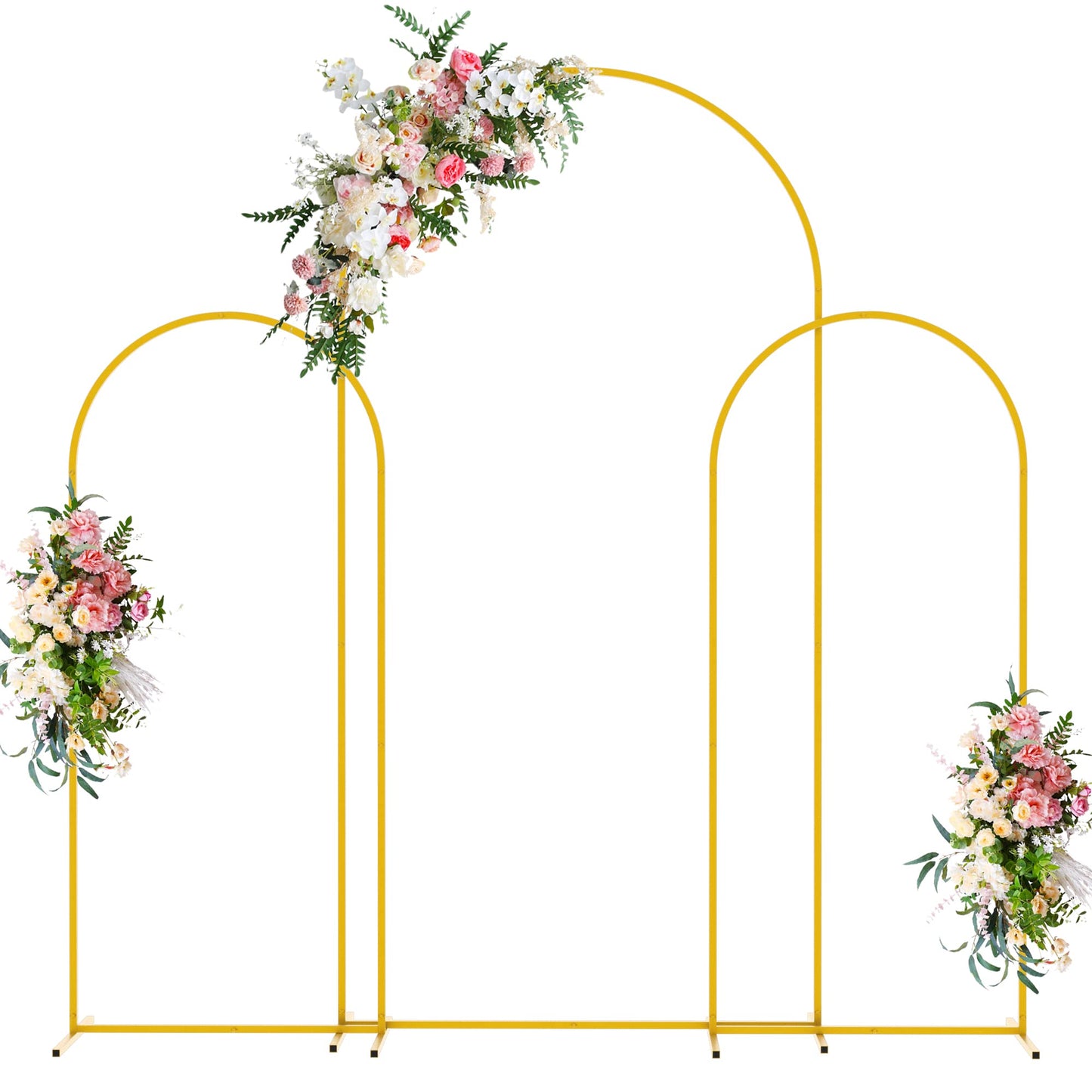Wokceer Wedding Arch Backdrop Stand 7.2FT, 6.6FT White Metal Arch Stand Set of 2 for Birthday Party Wedding Ceremony Baby Shower Graduation Decoration