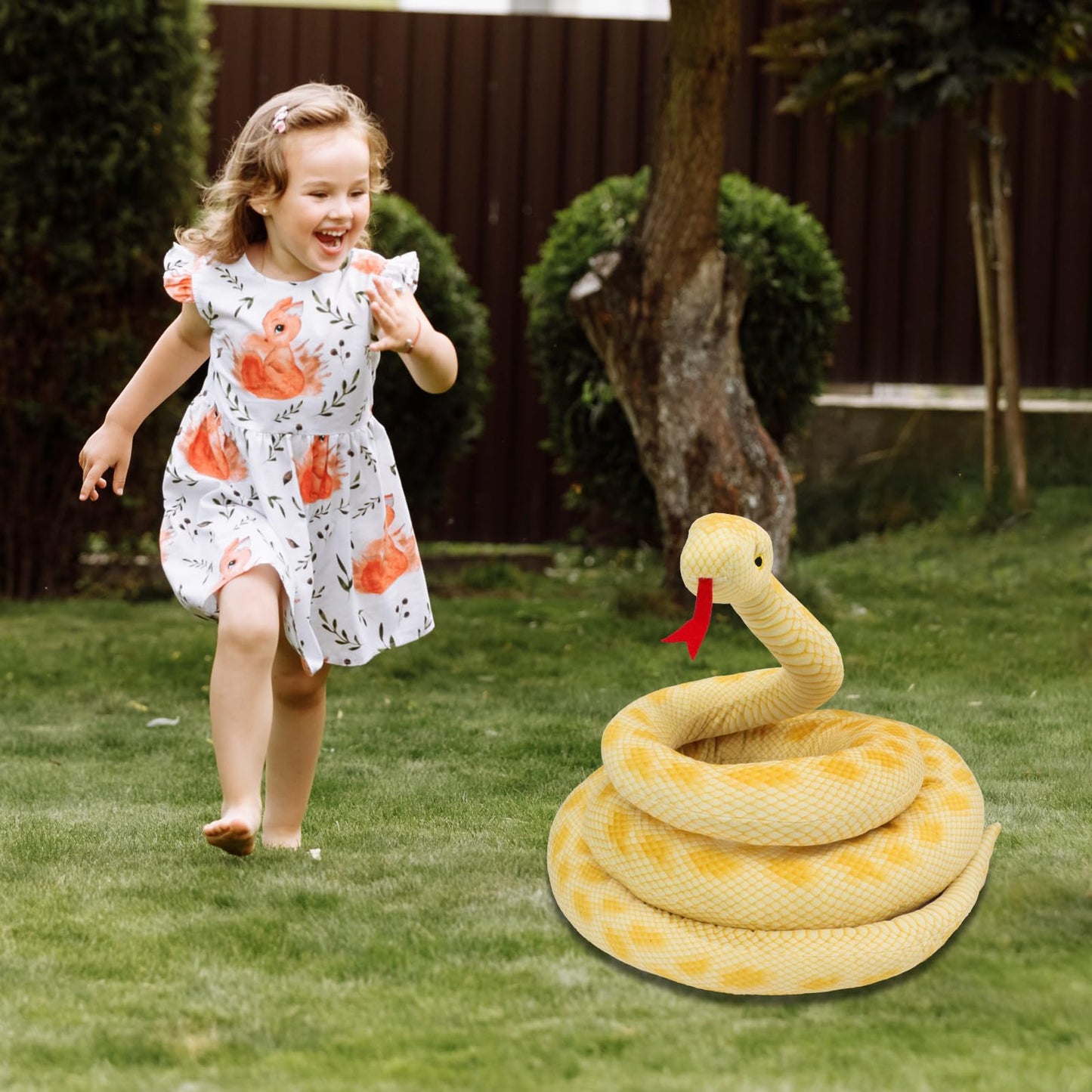 Snake Plush 118inch/300cm Stuffed Snake Animal Large Snake Toys Christmas Birthday Gifts for Boys Girls Kids Giant Stuffed Animals Snake Lifelike Plush Snake Fake Snake Yellow