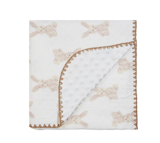 Baby Blanket Double Layer Cotton 40 x 40 Soft Receiving Blanket with Pattern Machine Washable Brown Bear