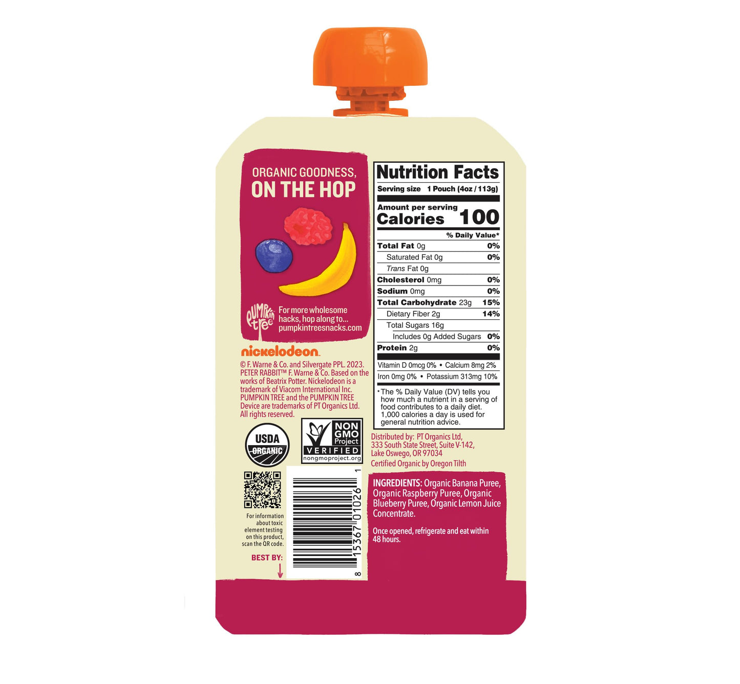 Peter Rabbit Organics Fruit Vegetable, Squeezable Pouches, 4 Ounce (Pack of 18)