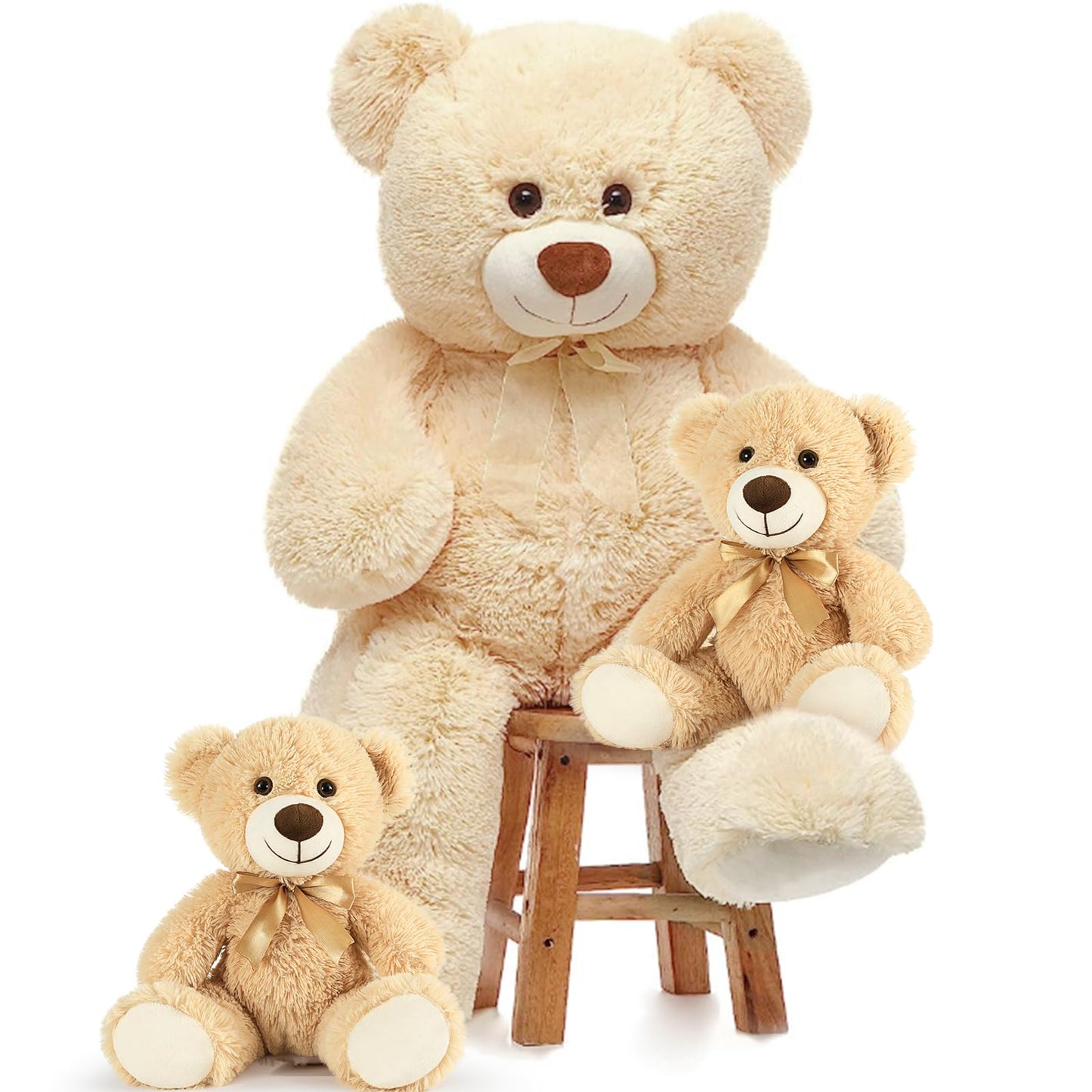 MorisMos Smile Giant Teddy Bear, 51inch Large Stuffed Bears with Big Footprints, Big Stuffed Animals Cuddly Plush Gifts for Girlfriends, Boyfriend, Dark Brown