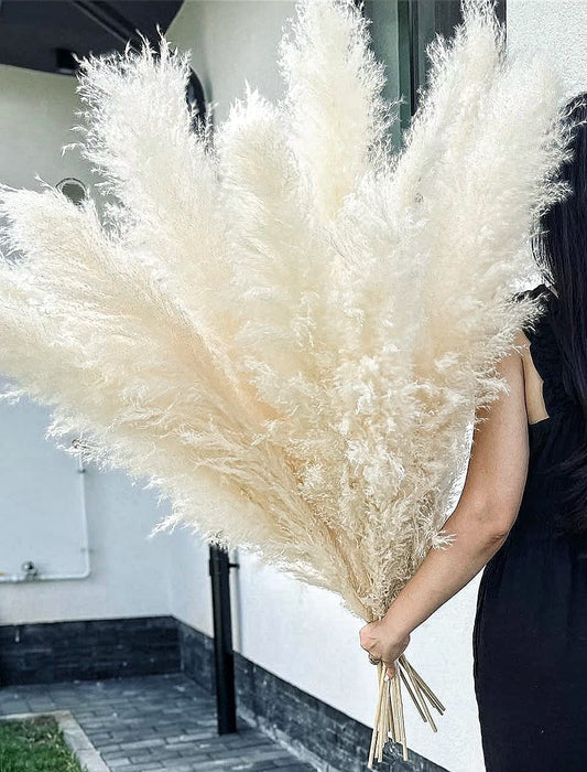 110 PCS of Boho Pampas Grass Decor, Naturally Dried Pompas, Bunny Tails Dried Flowers, and dried eucalyptus. Perfect for Weddings, Boho Party Decorations, and Table Decor.
