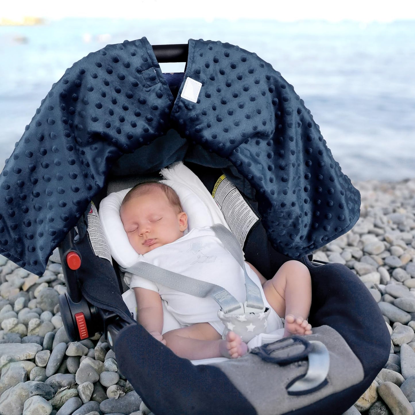Baby Car Seat Cover, Breathable Infant Carseat Cover for Summer Peekaboo Opening Car Seat Canopy Cover, Nursing Cover for Baby Boys Girls (Blue Dinosaurs)