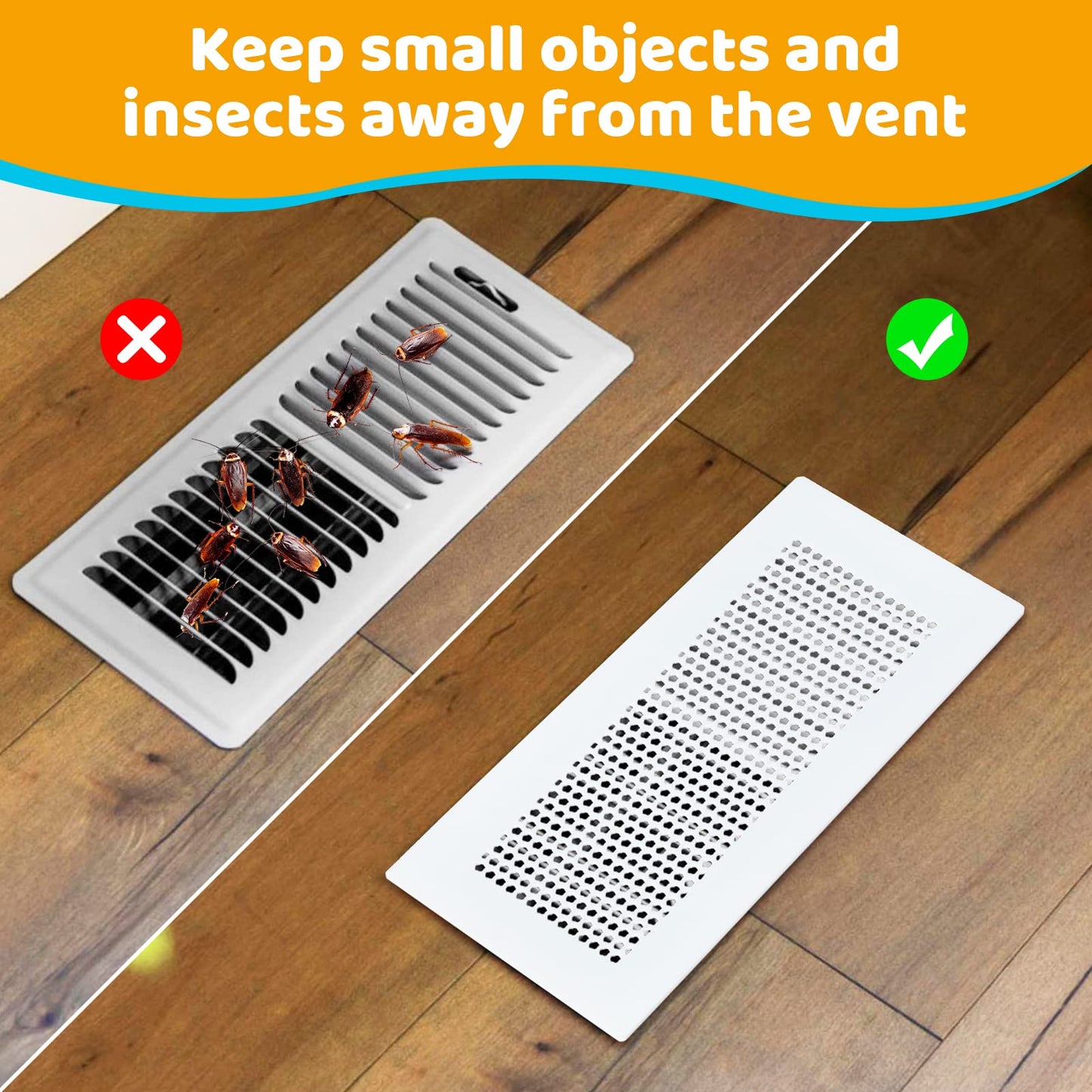 Orzbow Baby Proofing Soft Silicone Vent Cover for Home Wall/Ceiling/Floor Register,Child Proof Floor Air Vent Deflector Cover,Catches Debris Hair & Prevents Creepy Crawlies,Easy Install, Khaki,2 Pack