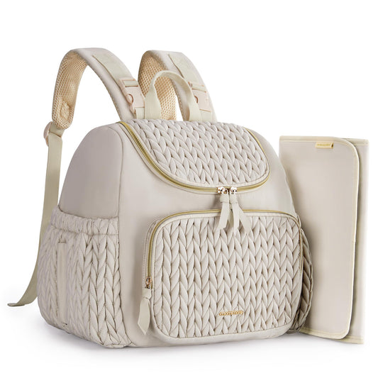 mommore Diaper Bag Small Diaper Backpack Stylish Baby Travel Backpacks with Insulated Pockets, Changing Pad, Stroller Straps