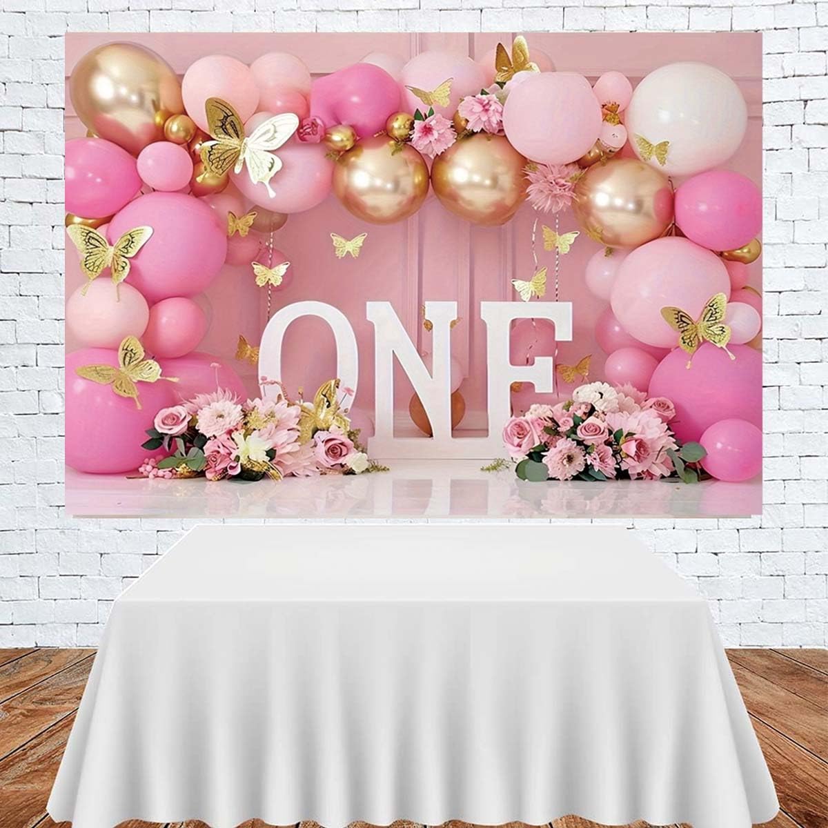 Pink Bear Hot Air Balloon Backdrop Girl Bear Balloons Baby Shower Background Girl 1st Birthday Party Banner Newborn Baby Shower Party Cake Table Decoration Photo Booth Props(Pink, 7x5ft)
