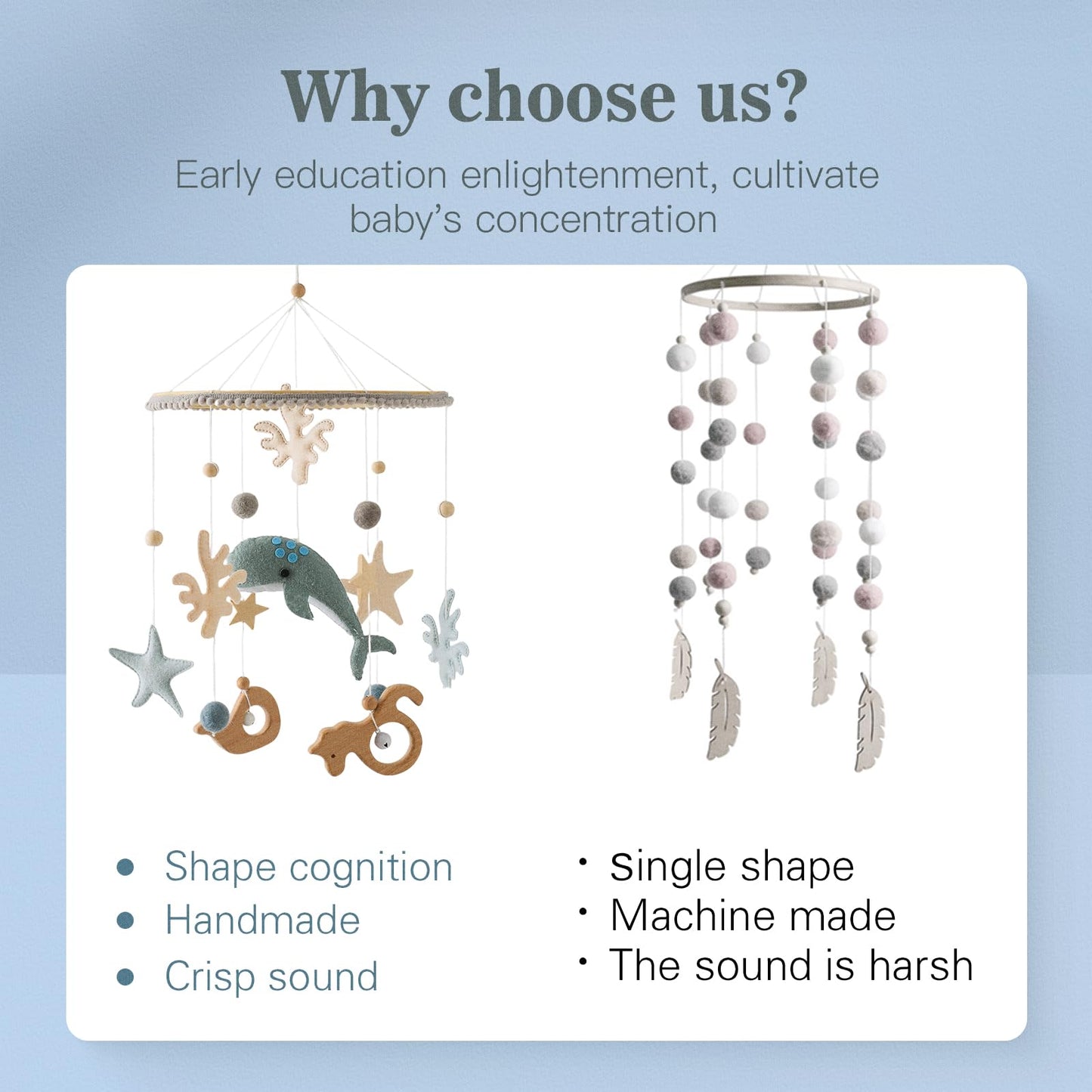 Baby Mobile for Crib Bear Cloud Crib Mobile Handmade Furry Nursery Mobile Gender Neutral Crib Toy Hanging for Nursery Decor Accessories