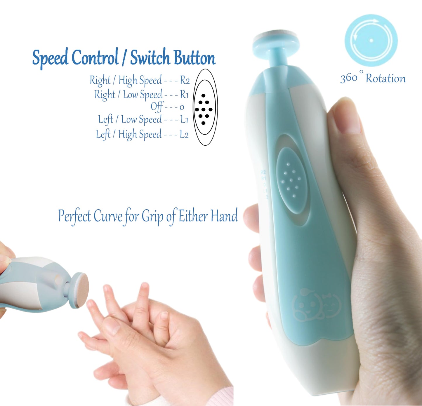 Baby Nail Trimmer 21 in 1, Usage Labeled Case & 13 Extra Replacement Tools, Royal Angels Baby Electric Nail File, Baby Nail Care, Nail Clipper Newborn Toddler Toes & Fingernails Nail Kit (Blue)
