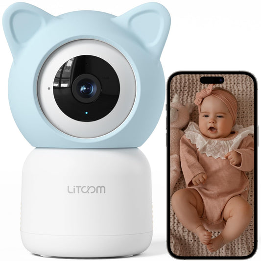 litokam 4MP Baby Monitor with 2 Cameras and Audio, 5-inch 1080P Split-Screen, No WiFi & 5G/2.4G WiFi, Remote Pan-Tilt-Zoom, Night Vision, VOX, Temperature Sensor, 2-Way Talk, 7 Lullabies, 1000ft Range