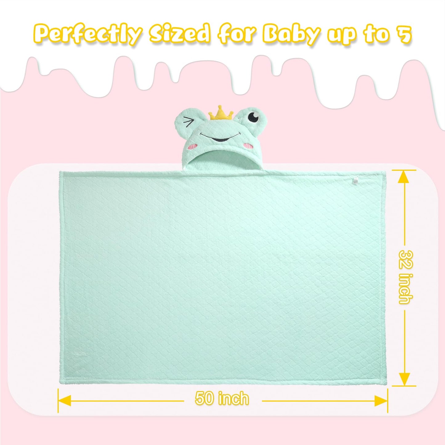Hooded Baby Towels Boy for 0-6 Years, 50"x 32" Extra Large Toddler Bath Towels with Hood for Boys & Girls, 2-Pack Absorbent Thick Soft Gift for Kids Yellow Lion & Orange Monkey