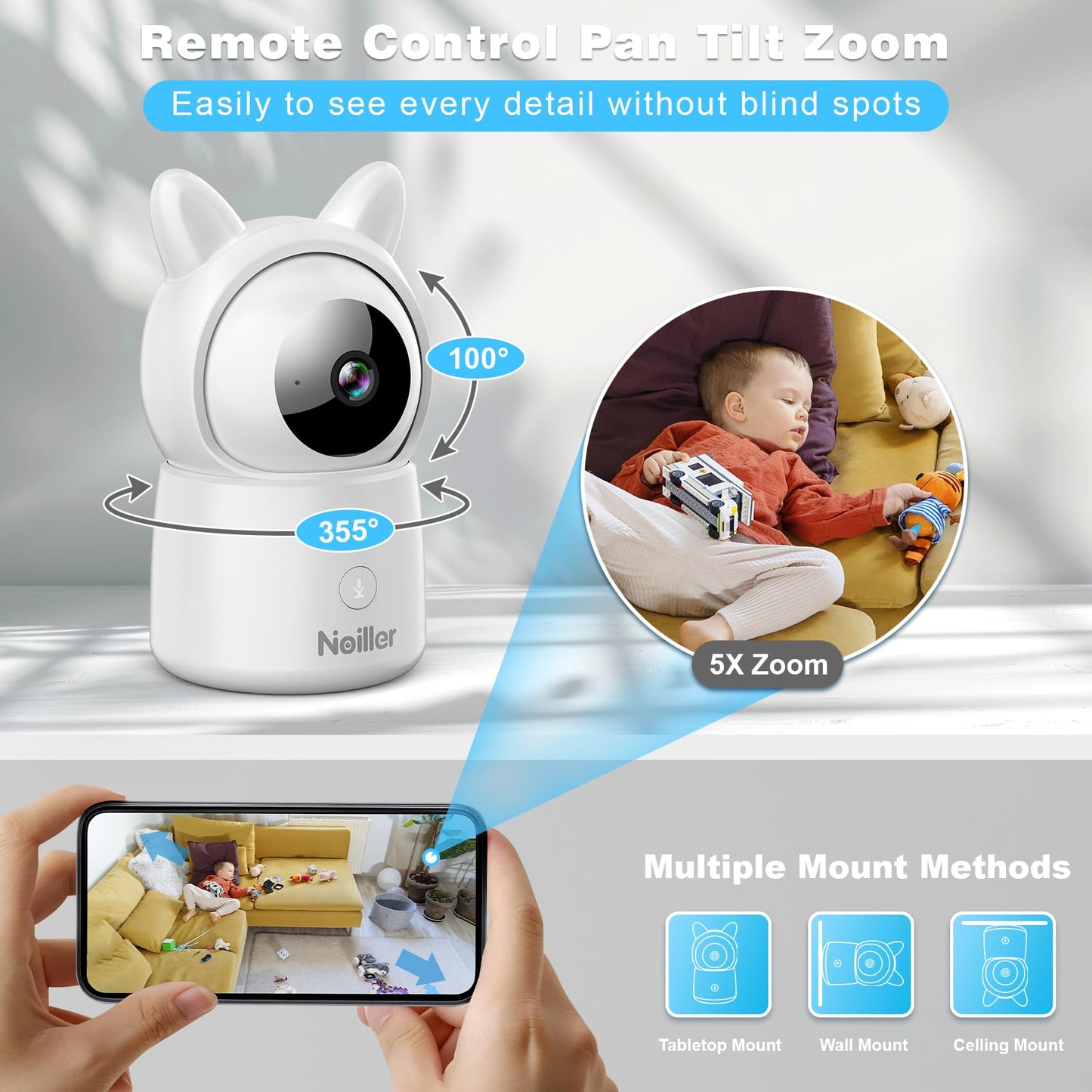 Baby Monitor, 4.3" Video Baby Monitor with 1080P Camera, Smart 2.4G WiFi Audio Monitor with Remote PTZ, Night Vision, 2-Way Talk, Sleep Mode, RGB Night Lights, Lullabies & 1000ft Range, APP Control